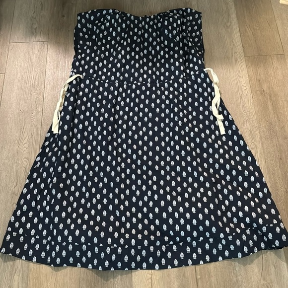 NEW! Banana Republic Navy Blue Paisley Cotton Poplin Tie-Waist Midi Dress 🪷🍉 - Picture 5 of 8